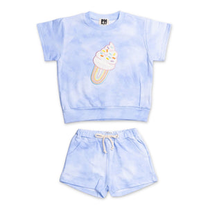 Petite Hailey Girls Violet Ice Cream s/s Top & Shorts Set ~ Blue