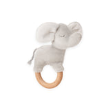 Elegant Baby Velour Elephant Wooden Ring Rattle