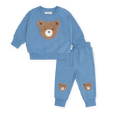 Huxbaby Furry Hux Sweatshirt & Hux Track Pants Set ~ Bright Blue