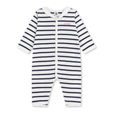 Petit Bateau l/s Striped Romper w/ Sailor Collar ~ White/Navy