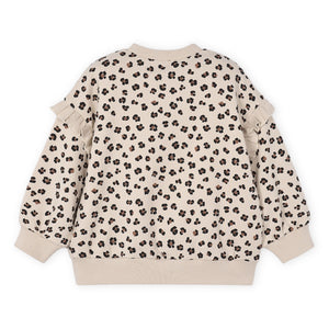 Mayoral Girls Cheetah Print Ruffle Sleeve Sweatshirt 7-12 ~ Sand