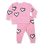 Little Mish Graffiti Hearts Sweatshirt & Joggers Set ~ Pink/Black