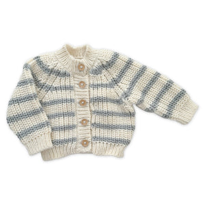 The Blueberry Hill Knit Stripe Cardigan ~ Bowie Grey