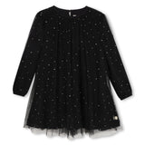 Billieblush Pleated Rhinestone l/s Dress ~ Black