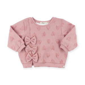 Oh Baby! Pucker Hearts Chelsea Bows Sweatshirt & Leggings Set ~ Blush