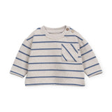 Play Up Baby Striped Tee & Denim Overalls Set ~ Heather/Blue