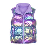 Appaman Girls Reversible Metallic & Knit Puffer Vest ~ Amethyst