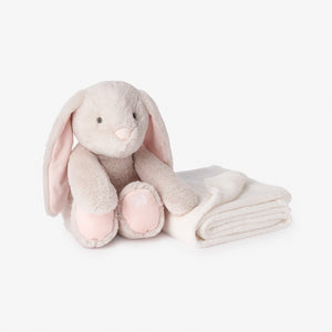 Elegant Baby Bedtime Huggie Blanket w/ Plush Toy ~ Bunny