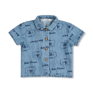 Bobo Choses Baby Pickles The Dog Denim Shirt & Pants Set ~ Prussian Blue