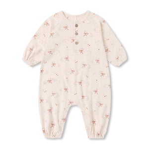 Quincy Mae Swans Henley Bubble Romper ~ Petal
