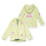 Hannah Banana Hooded Faux Fur Coat w/ Sequin Appliques ~ Lime