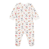 Petit Bateau Side Zip Parisian Animals Print Fleece Footie ~ White Multi