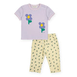 Bobo Choses Baby Pansy Flower Printed Zip Hoodie, T-Shirt & Pants Set ~ Light Yellow