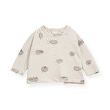 Play Up Baby Hedgehog Print Tee & Waffle Weave Overalls Set ~ Natural/Fog