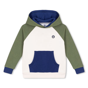 Petit Bateau Boys Color Block Hoodie & Joggers Set ~ Olive Green Multi