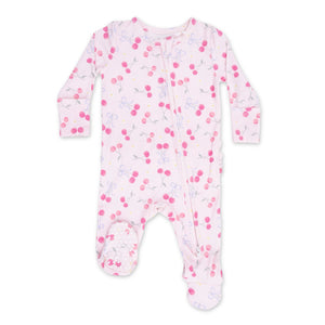 Angel Dear 2 Way Zipper Ruffle Back Footie ~ Sweet Bow Cherries