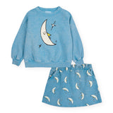 Bobo Choses Beneath The Moon Sweatshirt & Printed Skirt Set ~ Light Blue