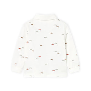 Mayoral Baby Boy l/s Cars Print Polo ~ Cream