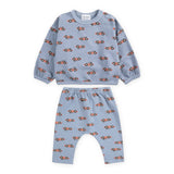 Bobo Choses Baby Race Car Print Sweatshirt & Joggers Set ~ Light Blue
