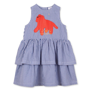 Wynken Fancy Dog Dress ~ Fine Blue Stripe
