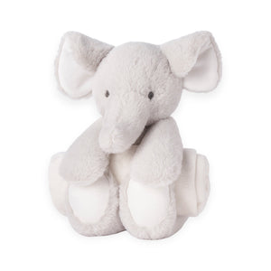 Elegant Baby Bedtime Huggie Blanket w/ Plush Toy ~ Grey Elephant
