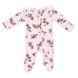 Angel Dear 2 Way Zipper Velour Frill Sleeve Footie ~ Nora Floral