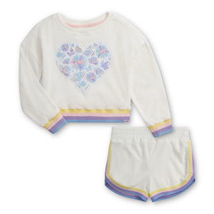 Appaman Girls Cara Heart Sweatshirt & Lori Shorts Set ~ White