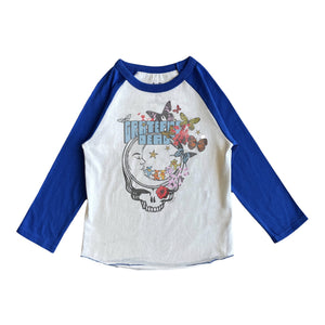 Rowdy Sprout Baby Grateful Dead Moonlight Stealie Bloom l/s Raglan Tee ~ Vintage White/Blue