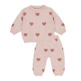 Quincy Mae Heart Knit Sweater & Pants Set ~ Bubblegum