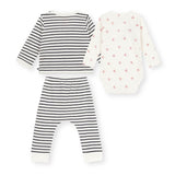 Petit Bateau Striped Cardigan, Pants & Boat Print Onesie Set ~ White/Navy