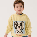 Bobo Choses Baby Van Dog Sweatshirt & New Hairline Striped Woven Pants Set ~ Yellow/Blue Multi