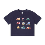 Huxbaby Construction T-Shirt & Denim Shorts Set ~ Navy/Blue Stripe
