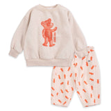Bobo Choses Baby Softpaw Monster Sweatshirt & Printed Denim Pants Set ~ Off-White/Light Pink