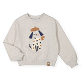 Mayoral Girls Embroidered Beret Dog Sweatshirt 7-12 ~ Heathered Stone