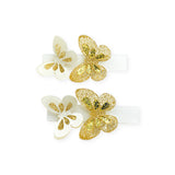 Lilies & Roses Gold Glitter Butterfly Hair Clips