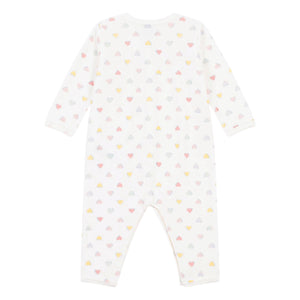 Petit Bateau Velour Multi Heart Print Romper ~ White Multi