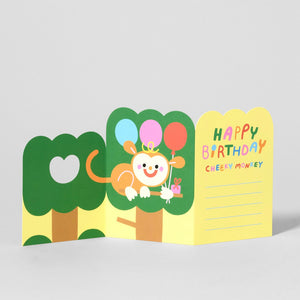 Wrap Monkey Surprise Fold Out Birthday Card