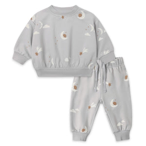 Quincy Mae Relaxed Fleece Sweatshirt & Sweatpants Set ~ Sky Friends/Cloud