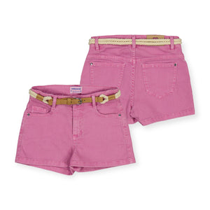 Mayoral Girls Basic Twill Shorts w/ Belt ~ Orchid
