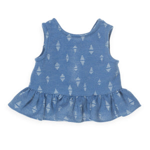 Yell-Oh! Girls Jacquard Denim Sleeveless Top w/ Frill & Shorts Set