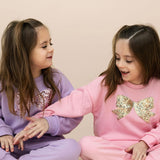 Petite Hailey Nyla Sequin Bow Sweatshirt & Star Patch Leggings Set ~ Pink