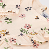 Petit Bateau l/s Floral Dress w/ Ruffles ~ Cream Multi