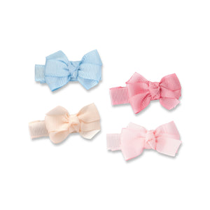 Lilies & Roses Little Bow Hair Clips Set ~ Light Blue & Pink Shades