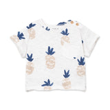 Play Up Baby Pineapple Print T-Shirt & Linen Shorts Set ~ White/Blue