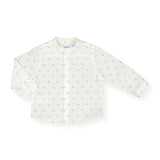 Mayoral Baby Boy Printed Mao Collar l/s Linen Shirt ~ Puppies