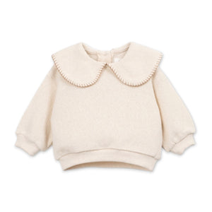 Play Up Baby Jersey Knit Sweater w/ Collar & Ladybug Print Leggings Set ~ Natural