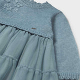 Mayoral Baby Girl Knit & Tulle Dress ~ Blue