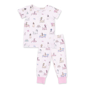 Angel Dear s/s Top & Pants Pj Set ~ Fancy Hounds With Bows