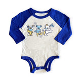 Rowdy Sprout Grateful Dead Snow Bears Raglan l/s Onesie ~ Vintage White/Royal