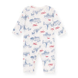 Petit Bateau Front Snap Parisian Print Romper ~ White/Blue